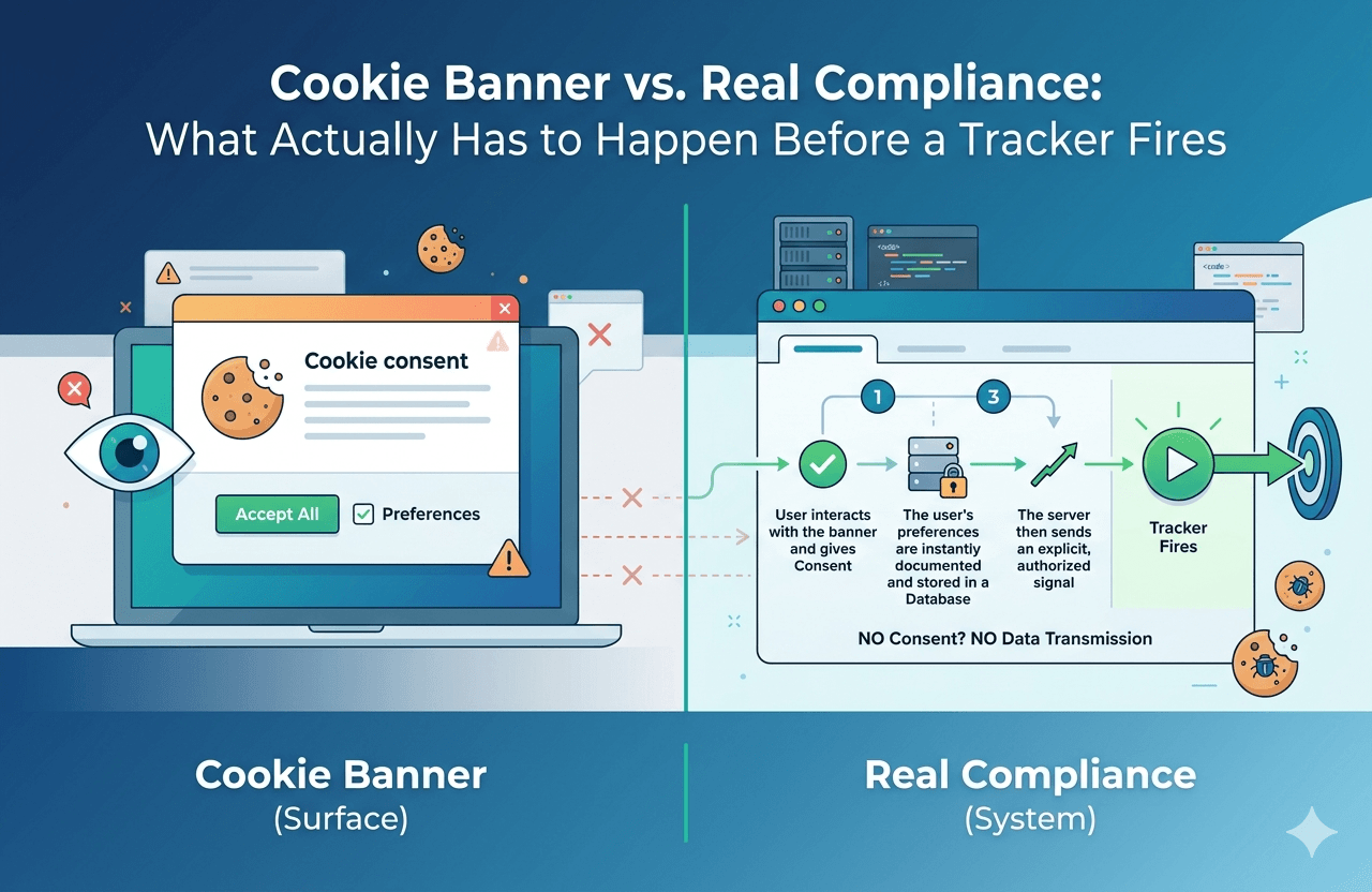 Cookie Banner vs. Real Compliance: What Actually Has to Happen Before a Tracker Fires